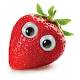 strawberry with googly eyes